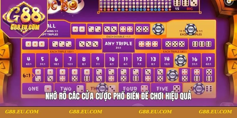 Nhớ rõ các cửa cược phổ biến để chơi hiệu quả