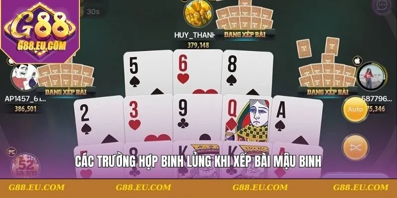 Các trường hợp binh lủng khi xếp bài mậu binh